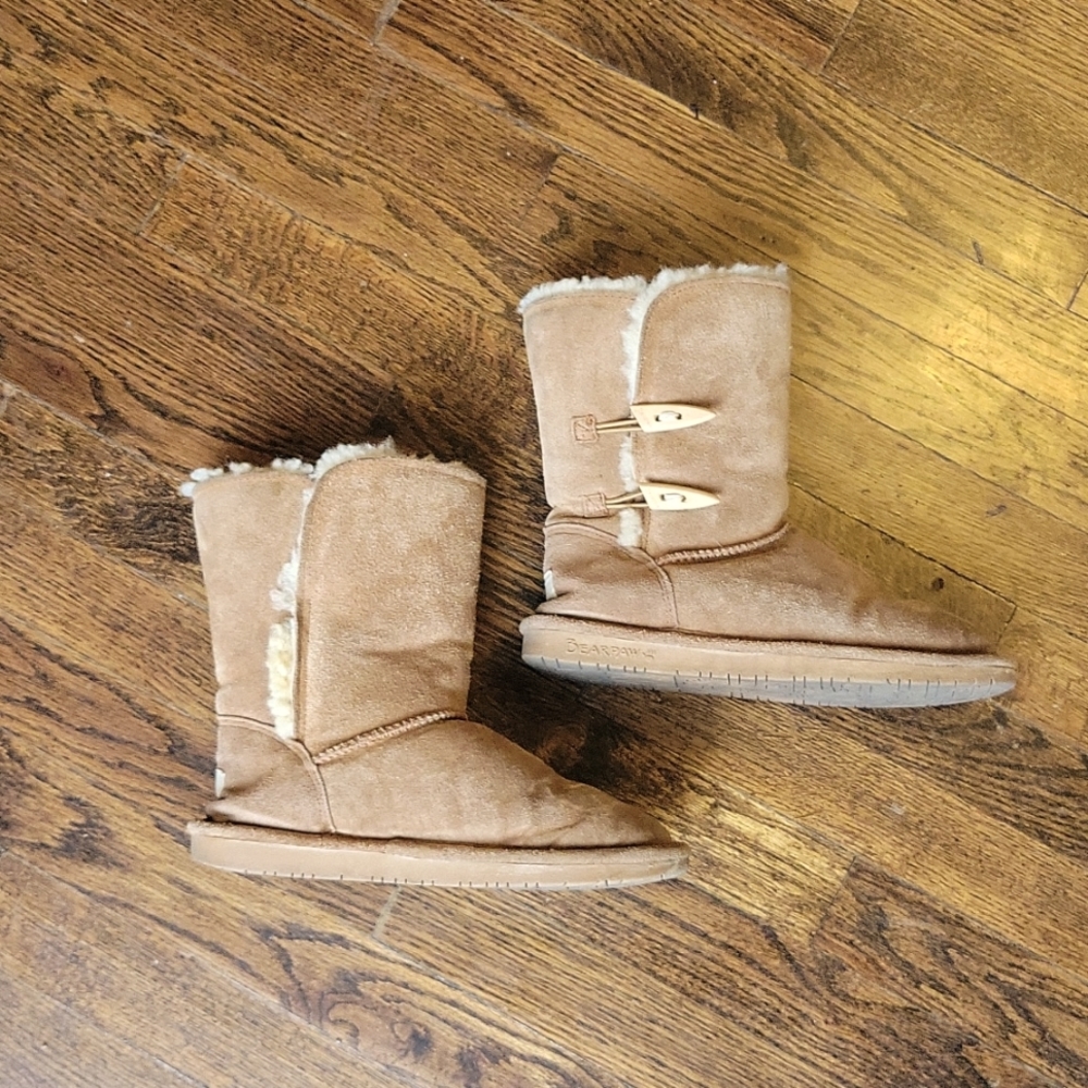 Bearpaw size 8 leather fur winter boots womens